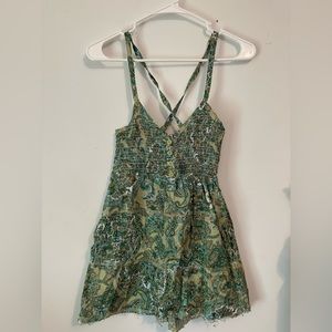 Green Paisley Flower Tank Top